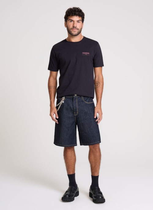 Bermuda Jeans Relaxed Fit Raw Denim John John Masculina