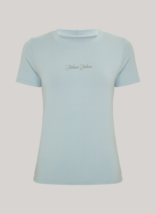 Blusa Baby Look Visco Touch Azul John John Feminina