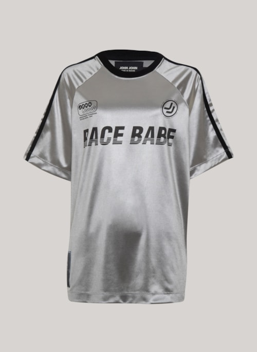 Camiseta Ampla Metal Sport Prata John John Feminina