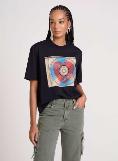 Camiseta Ampla Play Me Loud John John Feminina