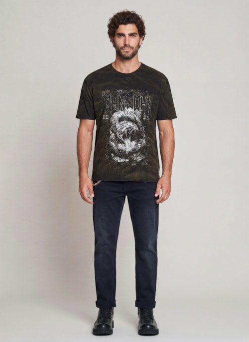 Camiseta Relaxed Fit Snake Ink John John Masculina