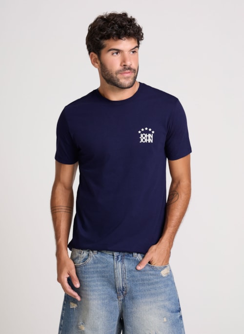Camiseta Slim Fit Five Stars Marinho John John Masculino