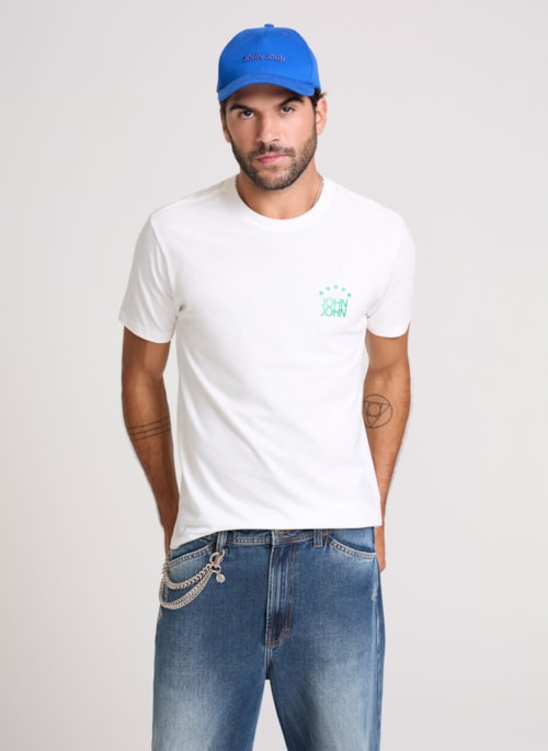 Camiseta Slim Fit Five Stars Off White John John Masculino