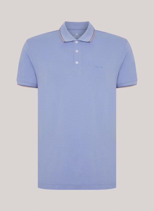 Polo Regular Fit Two Lines Azul John John Masculina