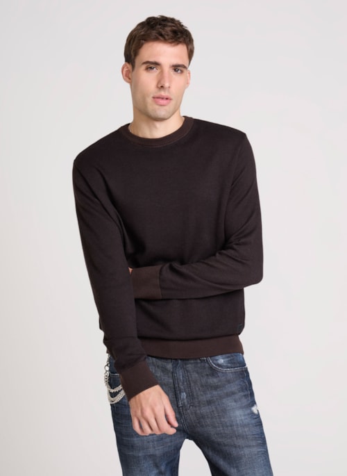 Suéter Tricot Reto Smooth Café John John Masculino