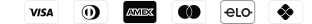 Formas de pagamento: Visa, Diners, Amex, Mastercard, Elo e Pix